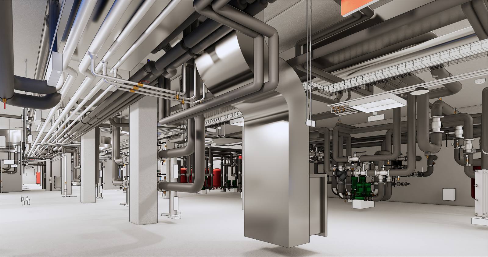 Pipework and plant in an industrial plant room